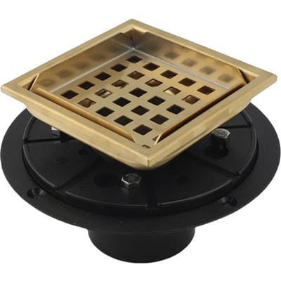 Bonde de douche avec bride Acier inoxydable 304 Carrée Kit de bonde de sol de douche avec grille Filtre à cheveux pour salle de bain beige