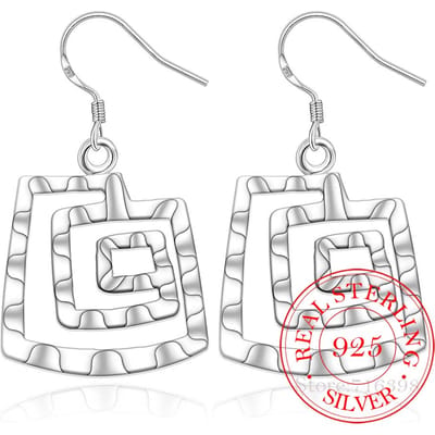 Koreaanse 925 Sterling Zilver Romantische Vierkante draad Vintage Lange Kwast Dangle Oorbellen Voor Vrouwen Verloving Trouw Sieraden white