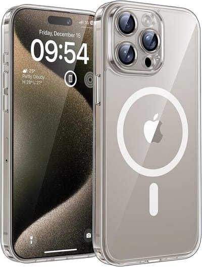 voor iPhone 15 Pro Max Case Compatibel met MagSafe, Volledige Camerabescherming, Wordt nooit geel, Schokbestendig Anti-vingerafdruk Anti-slip Dunne Slagvaste Hoes 6,7-Inch, Transparant