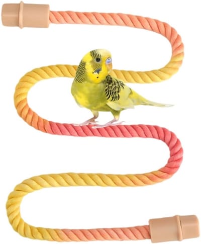 Vogeltouw Zitstok - Klimtouw Papegaai - Vogelkooi Verhogen - Buigbaar Met Stalen Kern - 40 60 80 100cm - Kleurrijk Verloop