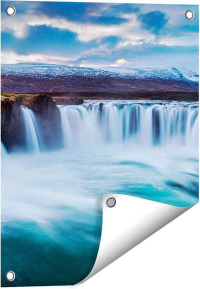 Gards Tuinposter Watervallen in het Blauw Groene Water - 40x50 cm - Tuindoek - Tuindecoratie - Wanddecoratie buiten - Tuinschilderij