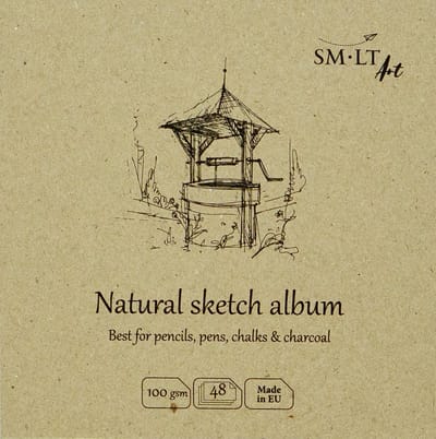 SMLT schetsboek vierkant 14 cm natuurwit 100gr 48 vel FSC papier.