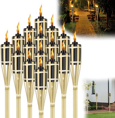 Tuinfakkels Bamboe - Olie Fakkels Buiten - Sfeervolle Tuinverlichting - Natuurlijke Decoratie - 90 Cm Hoog