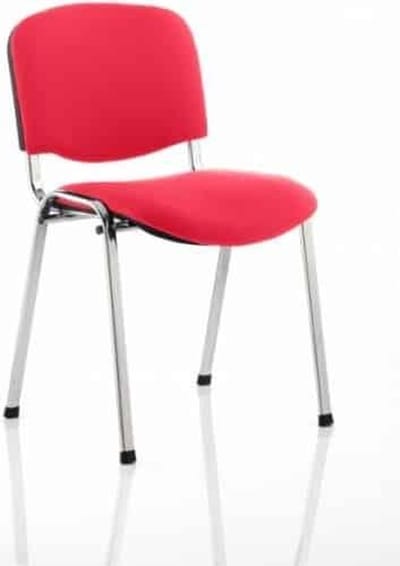 Vergaderstoel of conferentiestoel basic chroom frame zonder armleuningen Rood stof