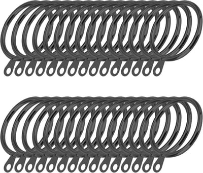 Metalen Gordijn Ringen Voor Opknoping - Zwart (36 Pack)