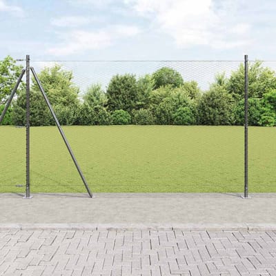 vidaXL - zeshoekig - gaashek - met - betonnen - voetstuk - 10 - x - 1,4 - m - Grijs - Mesh