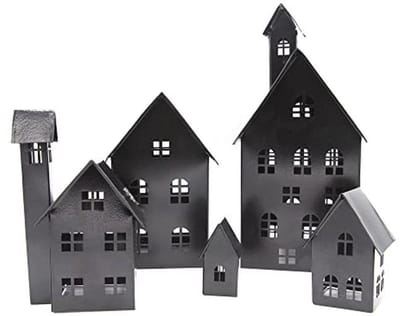 Set van 5 decoratieve lichthuisjes voor tuin en huis