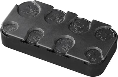 ProPlus Euro Munthouder - 10.5 x 5.1 x 2 cm - Munthouder voor Caravan en Camper - Muntenbakje - Muntenopberger - Coinkeeper - Zwart