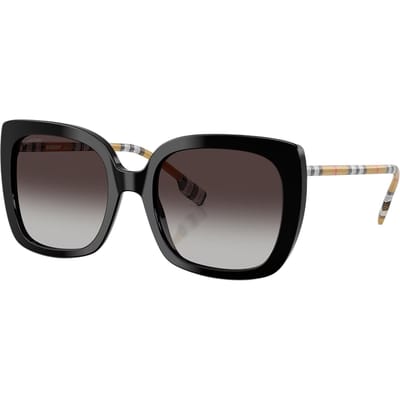 Burberry 4323F Nieuwe Gestreepte Serie Elegante Vakantiestijl Mode Vierkante Zonnebril Dameszonnebril Zwart BE-S-4323F-38538G Eyeglass Case+Box (White/Brown Edition Random),56 gray