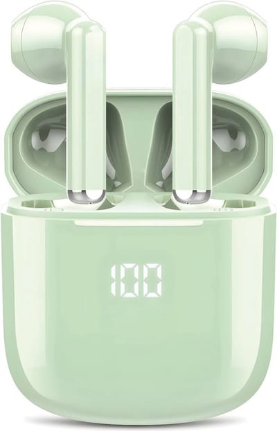 Draadloze Oordopjes - Oortjes Bluetooth - Oortjes Draadloos - Geschikt voor iPhone, iPad, Samsung, Android, Computer en Laptop - Draadloze Koptelefoon met Noise Cancelling - Ingebouwde Microfoon - LED Display - Groen