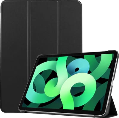 Hoes - Geschikt voor Apple iPad Air 5 (2022) - 10.9 inch - 5e Generatie - M1 - Dun & Stevig - Trifold Bookcase - Hard Cover - Hardcover Book Case - Tablet Hoesje - Zwart