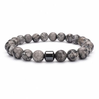 XYZ Goods Armband Heren Map Stone Kralen - Natuursteen - 19cm - Elastisch