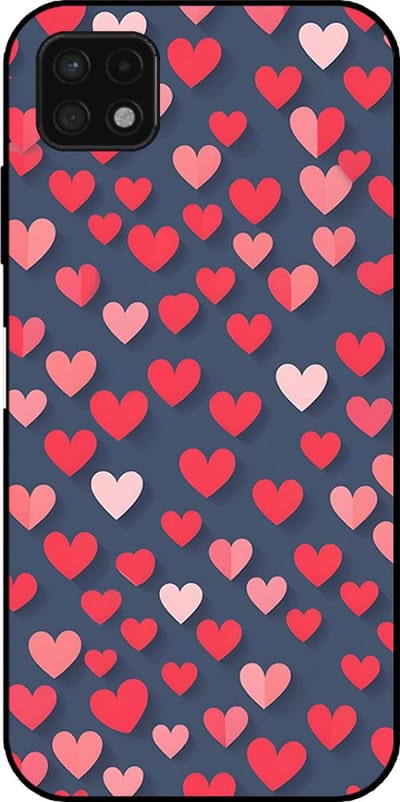 Smartphonica Telefoonhoesje Geschikt voor Samsung Galaxy A22 5G met Roze en Rode Hartjes Opdruk - TPU Backcover Case With Rosé and Red Heart Design geschikt voor Samsung Galaxy A22 5G