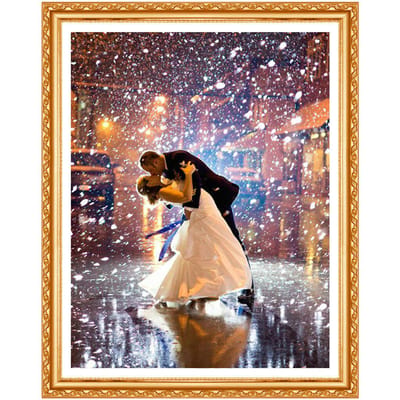 Peinture diamant 5d à faire soi-même, ronde complète, images au point de croix, peintures diamant Romance Love Kiss 20X30CM black