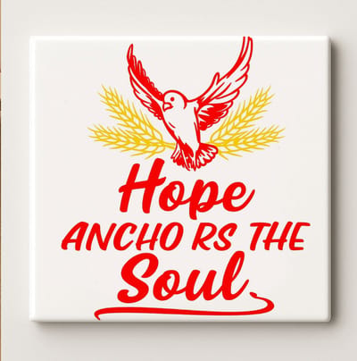 Hope Anchors the Soul Tegel – Inspirerend Duif Design – 15x15 cm Keramische Wanddecoratie – Bemoedigend Cadeau voor Thuis, Geloof & Motivatie