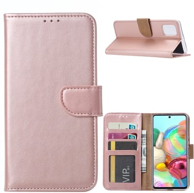 Hoesje Geschikt Voor Samsung Galaxy A71 Portemonnee / Boek hoesje - Rose goud