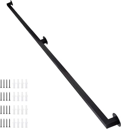 Trapleuningbeugels Set - Muursteunen Leuning - Veilig Traplopen - Smeedijzeren Constructie - 350cm Lengte - Zwart