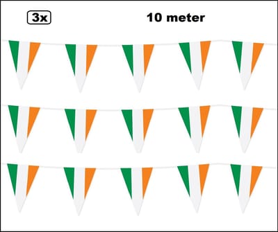 30 Meter Vlaggenlijn Ierland - 3x 10 meter– Geleverd in doosje ivm beschadigen- Ireland Landen festival thema feest vlaglijn verjaardag fun party