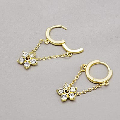 Super Flash Bloemenketting Strass Oorbellen Veelzijdig Verfijnd Eenvoudige Oorbellen Oorbellen gray