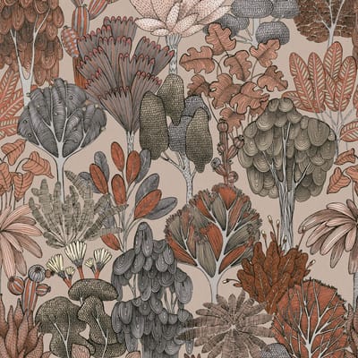 Natuur behang Profhome 377575-GU vliesbehang glad met bloemmotief mat beige rood oranje grijs 5,33 m2