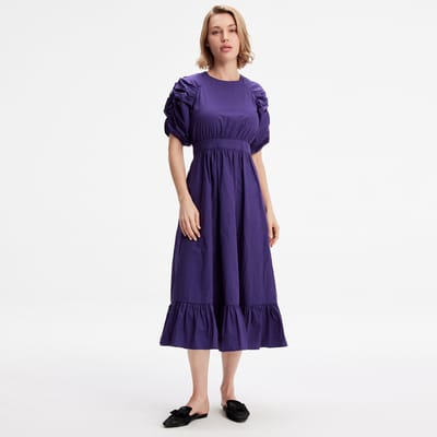 Trapeze -jurk met gepofte mouwen