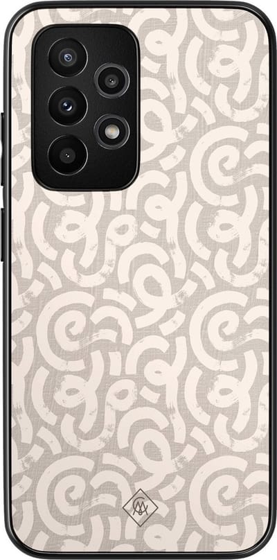 Casimoda® hoesje - Geschikt voor Samsung Galaxy A53 - Ivory Abstraction - Zwart TPU Backcover - Geometrisch patroon - Bruin/beige