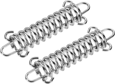 2 Stuks Winddichte Rvs Tent Spiraal Haak - Tensioner voor Tent en Luifel, Ideaal voor Kamperen en Wandelen (90x30mm, Zilver)