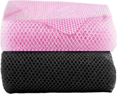 2 Stuks Afrikaanse Net Sponsen voor Bad en Douche - Exfoliërende Spons voor Lichaam, Rug en Hoofd - Ideaal voor Verzorging en Schoonheid (Zwart+Roze)