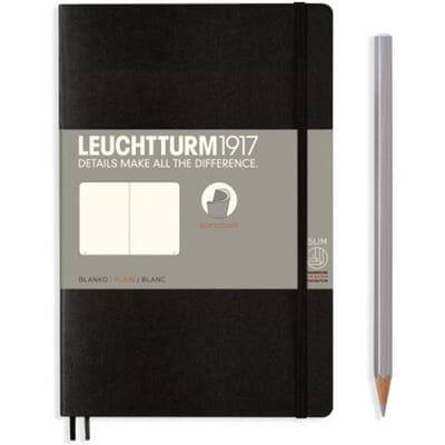 Leuchtturm1917 notitieboekje softcover paperback b6+ blanco zwart