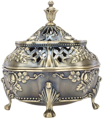 Dailygoods- Wierookbrander Elegant Vakmanschap - Wierook Houder - Antiek Messing - Voor Slaapkamers - Voor Kantoren - Met Deksel - Wierookhouder