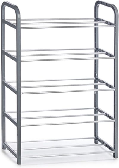 Kunststof schoenenrek/schoenenstandaard 5-laags zilver 50 x 18 x 68 cm - Schoenen opbergen