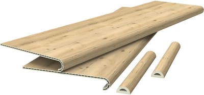 Overzettreden stootborden set van 2 PVC 120x32x4,6 cm naturel NEU.HOLZ