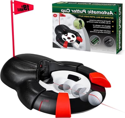 Automatische Putting Cup - Putting Trainer - Golf Oefenen - Automatische Balterugloop - 28x22cm - Zwart
