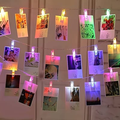 30-led gekleurde fotoclip-lichtslinger, sprookjesachtige lichtslinger, voor het ophangen van foto's en afbeeldingen, werkt op batterijen, verjaardagsfeest, Halloween-decoraties (batterijvrij), USB, acht standen + afstandsbediening