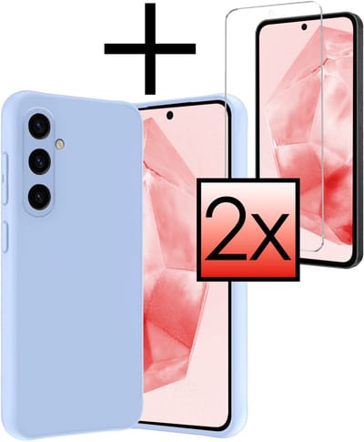 Hoesje - Met 2x Screenprotector - Geschikt voor Samsung Galaxy A36 - Sterk & Shockproof - Back Cover - Siliconen Case - Telefoon Hoes - Lichtblauw