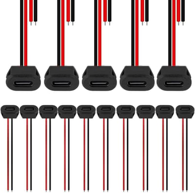Dailygoody - 15 Pcs USB-C Connector Set - Snelle 3A Oplaadbare Type C Aansluitingen voor Paneelmontage