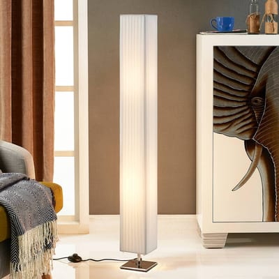 Lindby - vloerlamp - 2lichts - Stof, metaal - H: 120 cm - E27 - wit, chroom