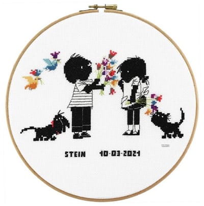 Pako Borduurpakket - geboorte - telpatroon - Jip & Janneke met vriendjes, Fiep Westendorp - 270.018 - Aida - 25 cm Rond - DIY kit