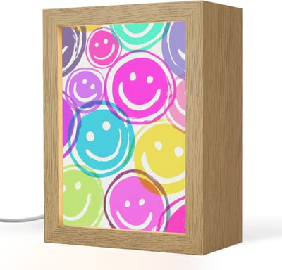 Nachtlampje 15x20 cm - Kinder lampje - Smileys - Kleurrijk - Neon - Tafellamp kinderkamer - Slaapkamer lamp - Bedlamp kinderen - Kinderlampje stopcontact - Wandlamp babykamer - Nachtlampjes