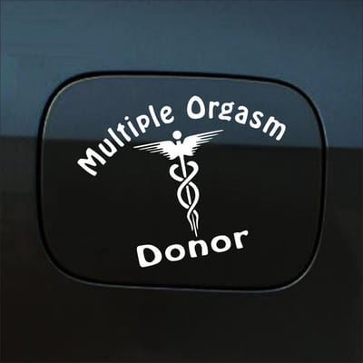 Bumpersticker - Multiple Orgasm Donor - 11,1 X 14,8 - Wit