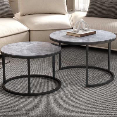Salontafel 'Boston' Decor Glas Steen Grijs