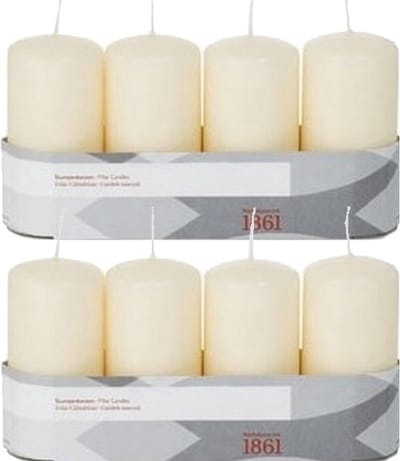 8x Cremewitte cilinderkaarsen/stompkaarsen 5 x 10 cm 18 branduren - Geurloze kaarsen - Woondecoraties