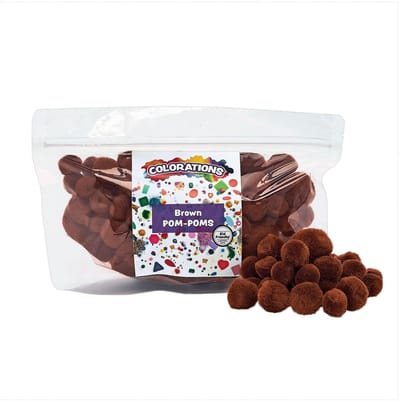 Colorations knutsel pompons bruin 100 stuks - creatieve hobby.