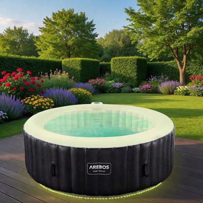 Inflatable - with LED Lighting - Hot Tub for Indoor and Outdoor - Inflatable 6 Persons - 130 Air Jets - 208 cm - 1000L - Inflatable Spa Bath Massage-Mobili Bella