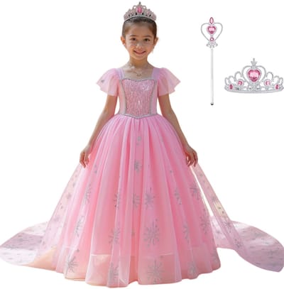 Joya Kids® Roze Prinses Jurk | Luxe Verkleedjurk | Prinsessenjurk Meisje | Verkleedkleren Meisje | Prinsessen Verkleedkleding | Carnavalskleding Kinderen | Roze | Maat 110 | Cadeau Meisje Sinterklaas
