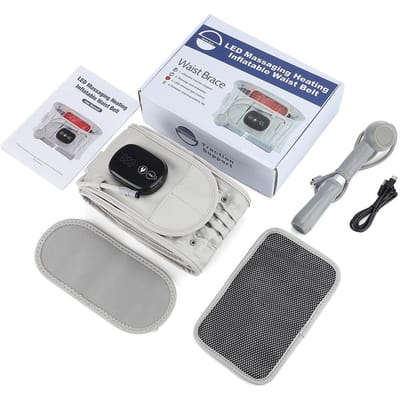 Verwarmende Taille Massagematten Vibratie Opblaasbare Verwarmde Pads Rugbeschermer Taille Massage Ontspanning Warmer white