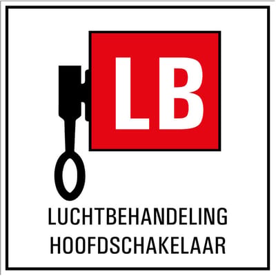 Luchtbehandeling hoofdschakelaar sticker 100 x 100 mm