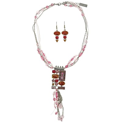 Behave - dames sieradenset roze kralen - boho stijl - zomer outfit