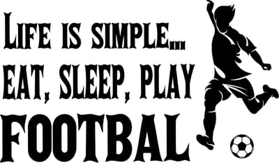 Muur - raam - deur sticker life is simple eat sleep play footbal - jongenskamer