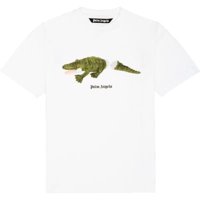 Palm Angels Croco Korte Mouw T-shirt Wit/Groen Heren Tops PMAA001R21JER0020155 XXL white